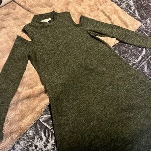 Pink Rose Olive green dress